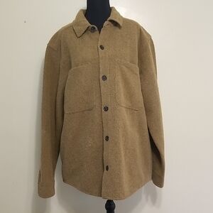 Alpine Design Men's Warm Fleece Shacket Tan Shirt Jacket Fall Winter Size Large